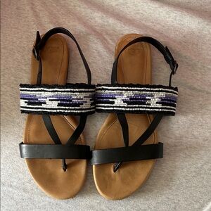 UGG Black and Purple Beaded Sandals